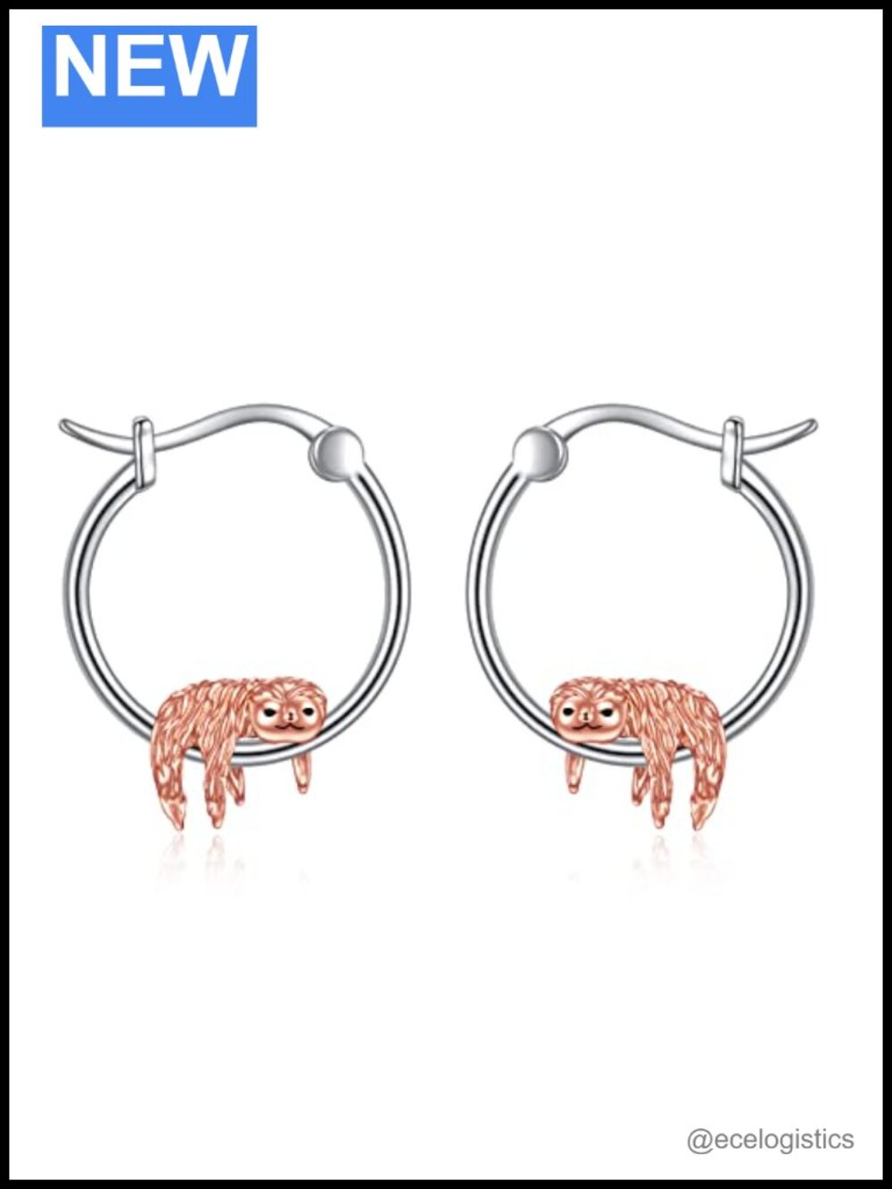 Sloth Huggie Hoop Earrings 925 Sterling Silver Hypoallergenic Small